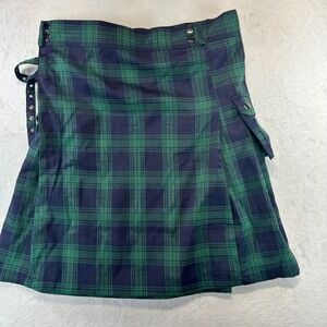 Dark Academia Scarlet Darkness Plaid‎ Kilt Skirt S Ren Fair Cosplay Green Navy